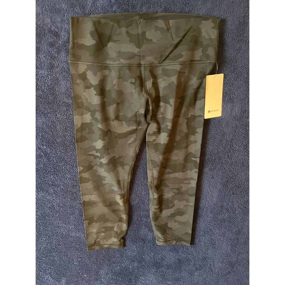 Lululemon Align HR Crop 23” Size 16  Black Gray Camo Deep Coal Multi H3DC NWT